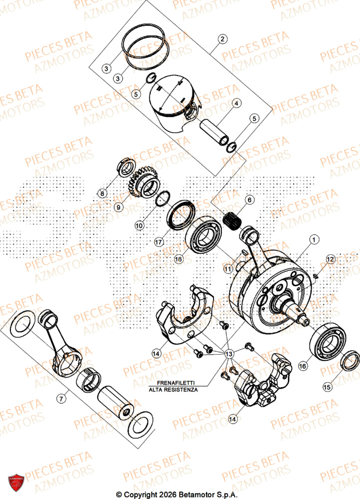 Vilebrequin BETA Pièces BETA SINCRO 250 2T - 2026