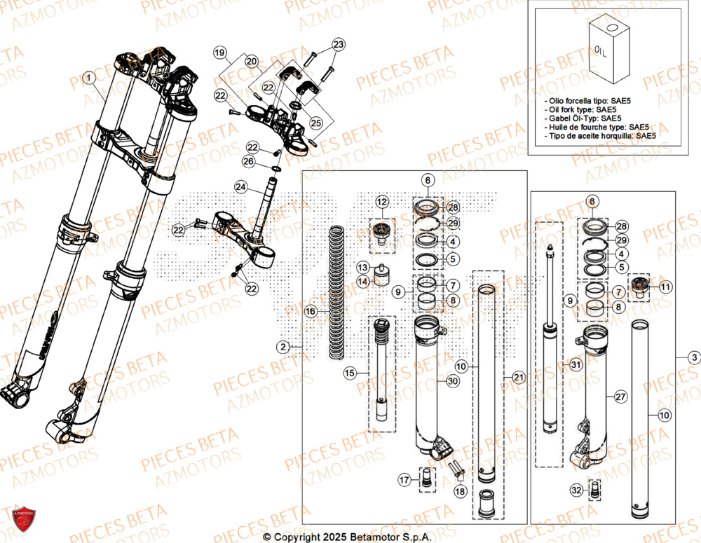 Fourche BETA Pièces BETA SINCRO 300 2T - 2026