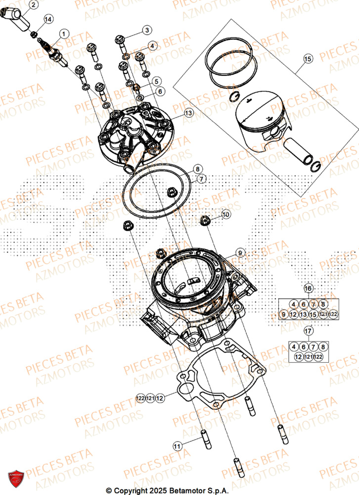 Cylindre BETA Pieces BETA TRIAL SINCRO 300 2T SS - (2026)