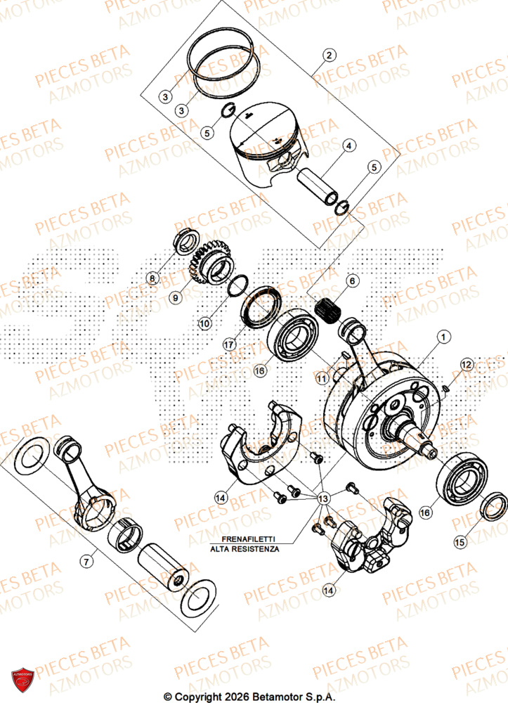Vilebrequin BETA Pieces BETA TRIAL SINCRO 300 2T SS - (2026)