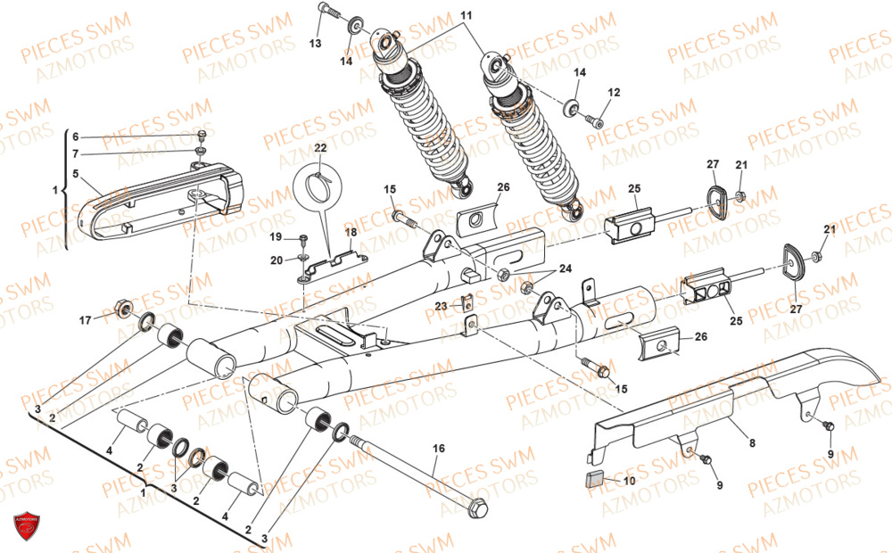 Bras Oscillant AZMOTORS Pieces SWM Origine SIX DAYS 500 2020