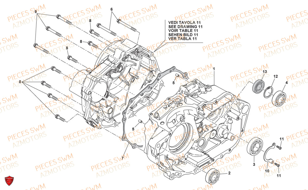 Carter Droit AZMOTORS Pieces SWM Origine SIX DAYS 500 2020