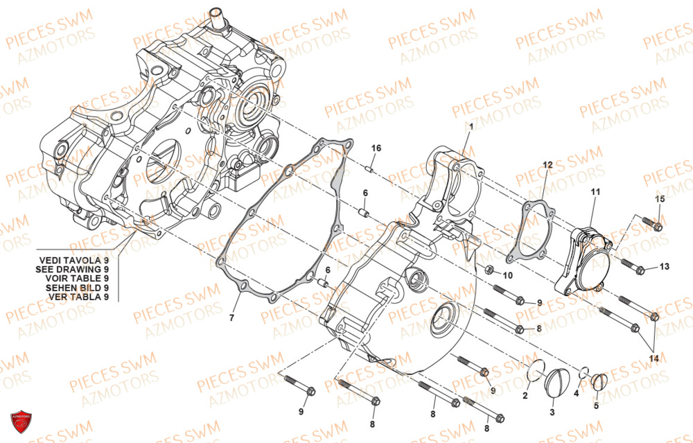 Couvercle Carter Gauche AZMOTORS Pieces SWM Origine SIX DAYS 500 2020