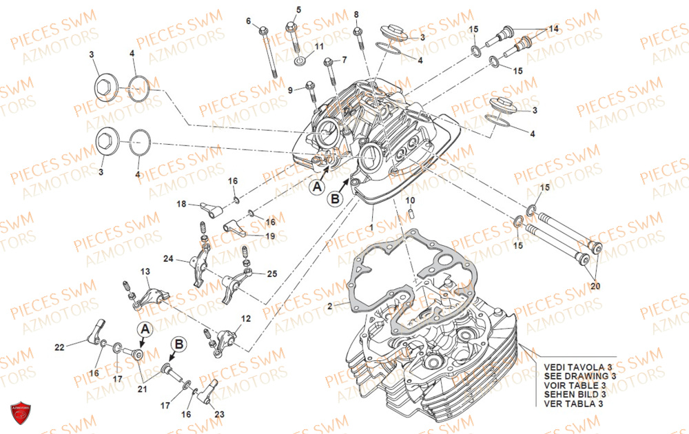 Couvre Culasse AZMOTORS Pieces SWM Origine SIX DAYS 500 2020