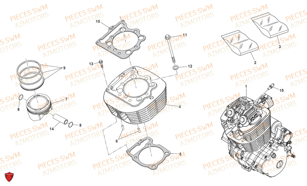Cylindre AZMOTORS Pieces SWM Origine SIX DAYS 500 2020