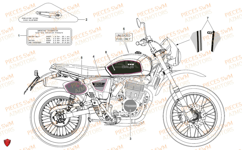 Decors AZMOTORS Pieces SWM Origine SIX DAYS 500 2020
