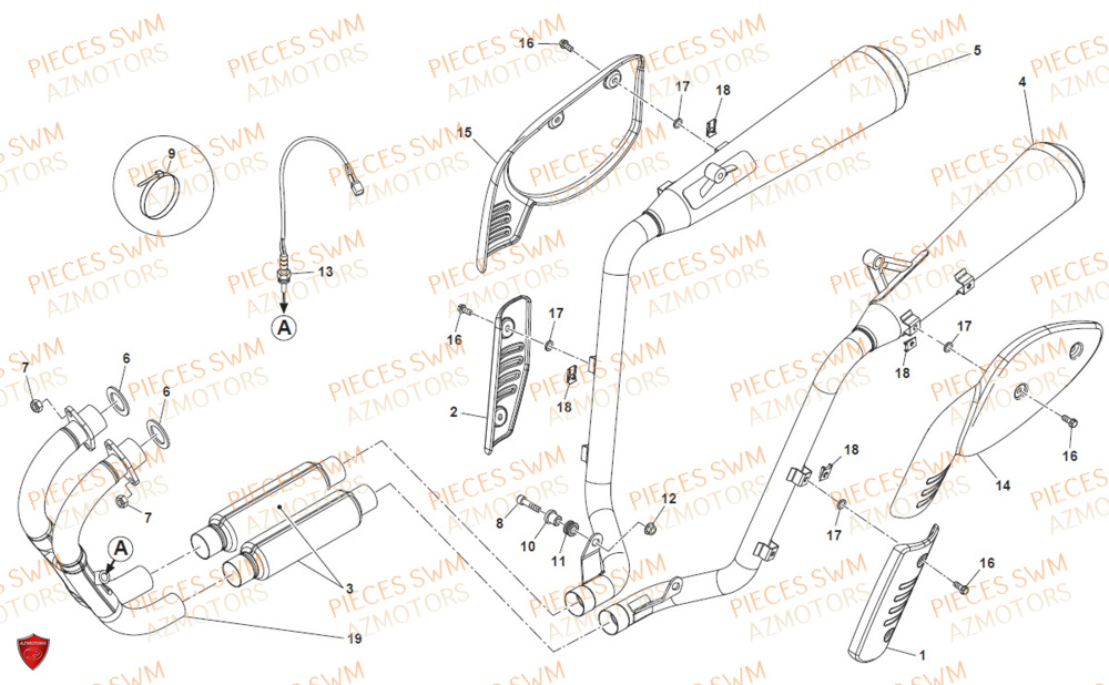 Echappement AZMOTORS Pieces SWM Origine SIX DAYS 500 2020