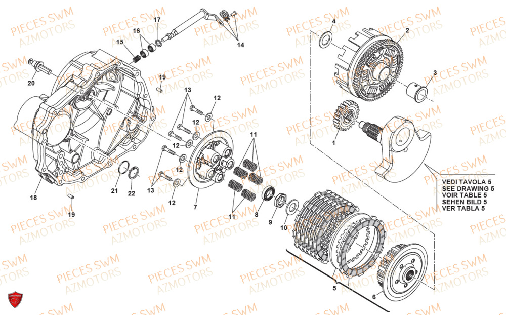 Embrayage AZMOTORS Pieces SWM Origine SIX DAYS 500 2020