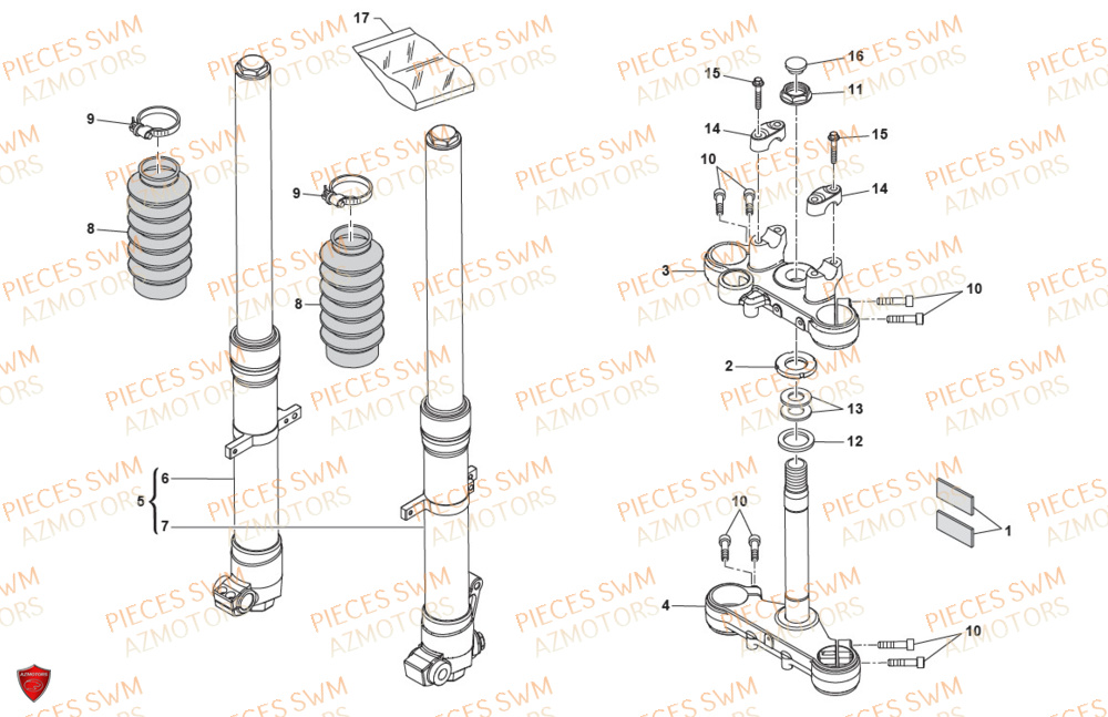Fourche AZMOTORS Pieces SWM Origine SIX DAYS 500 2020
