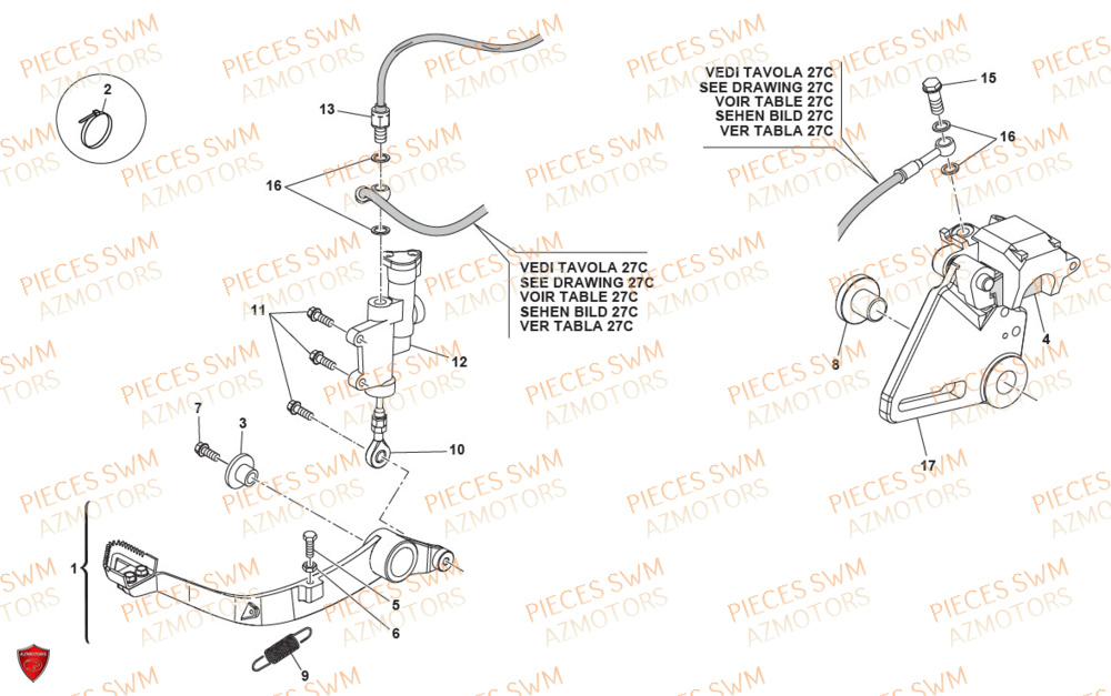 Frein Arriere AZMOTORS Pieces SWM Origine SIX DAYS 500 2020