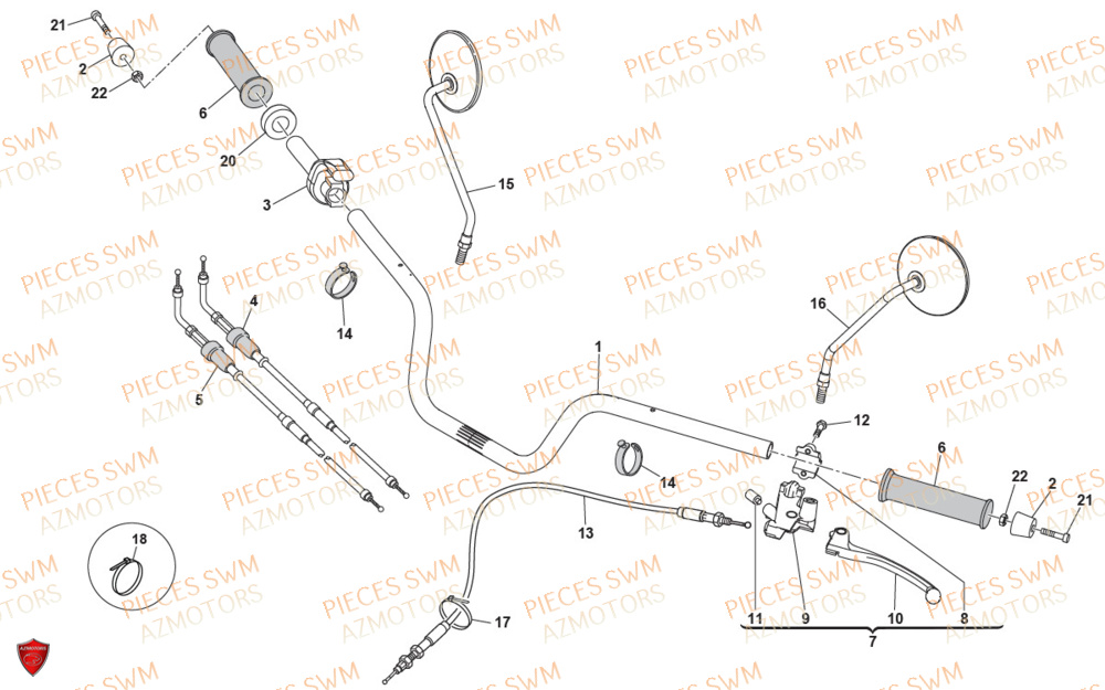 Guidon AZMOTORS Pieces SWM Origine SIX DAYS 500 2020