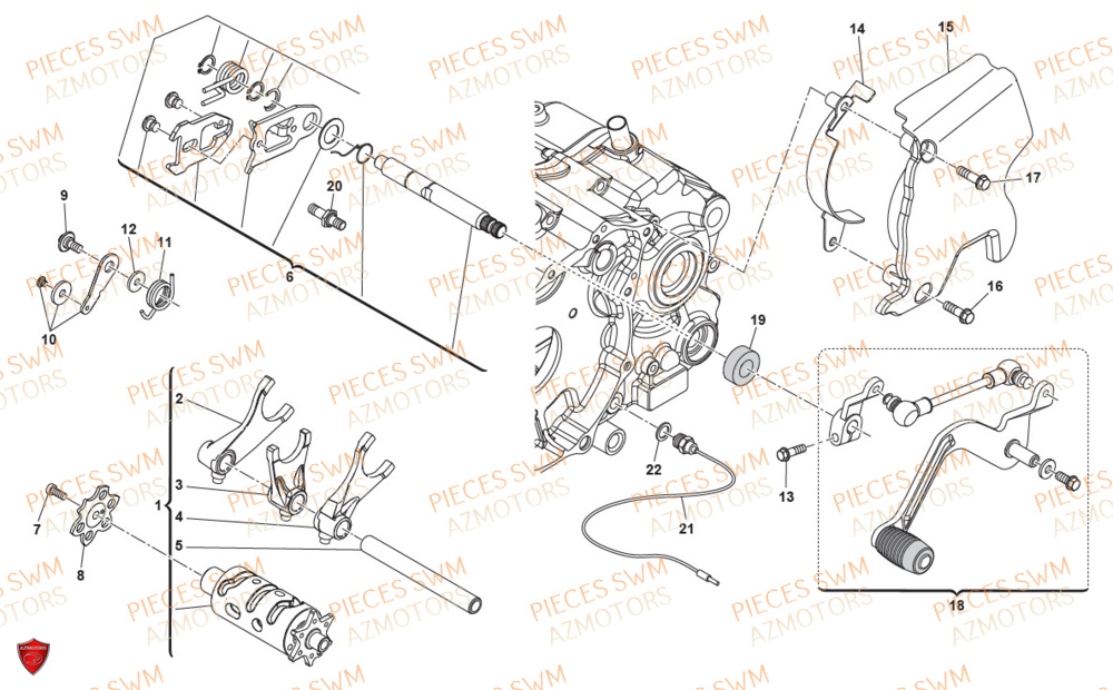Levier De Vitesses AZMOTORS Pieces SWM Origine SIX DAYS 500 2020