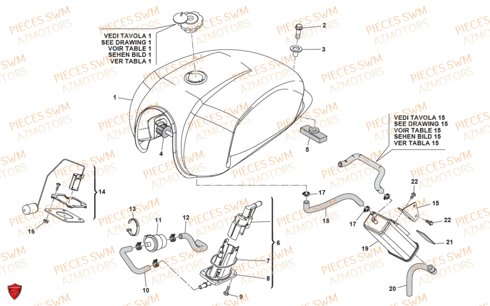 Reservoir AZMOTORS Pieces SWM Origine SIX DAYS 500 2020