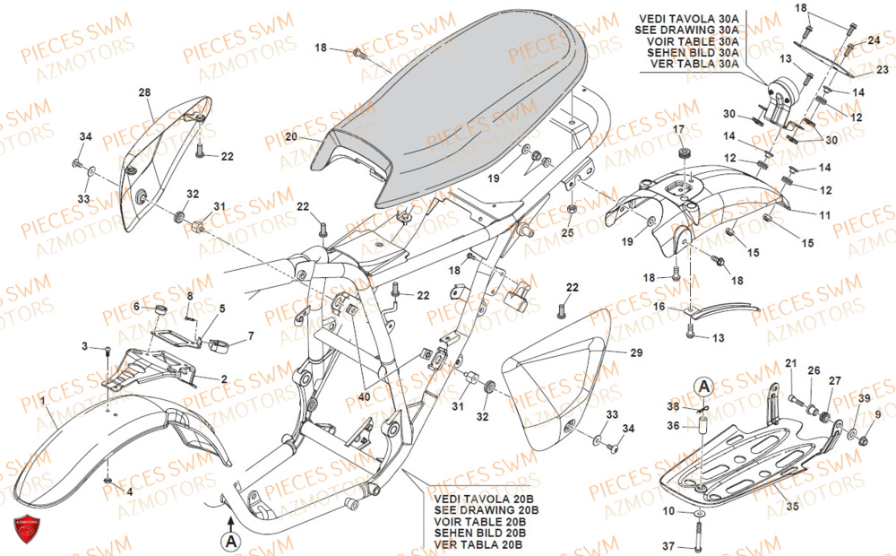 Selle AZMOTORS Pieces SWM Origine SIX DAYS 500 2020