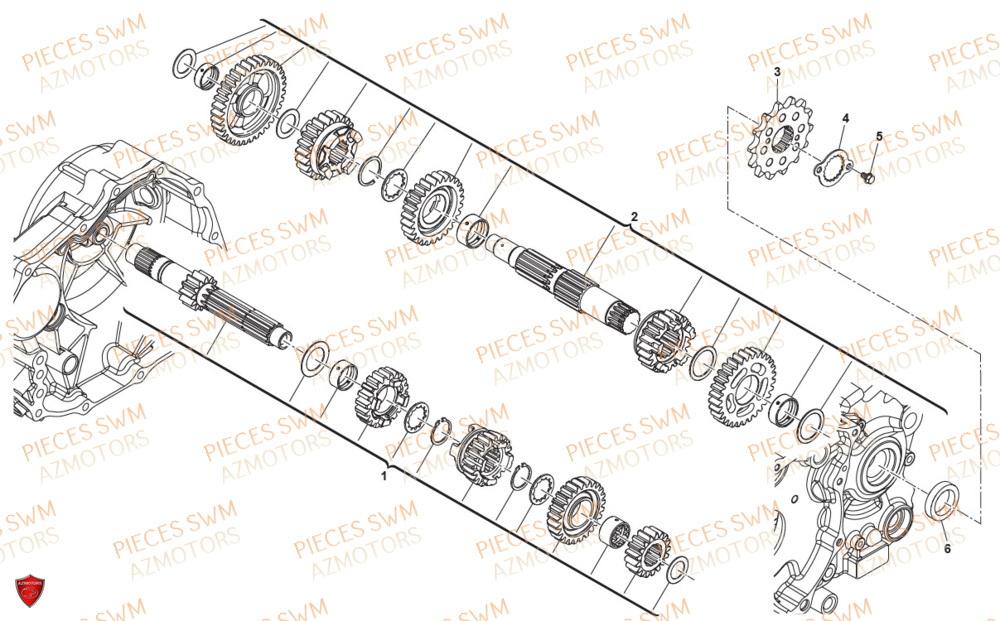 Transmission AZMOTORS Pieces SWM Origine SIX DAYS 500 2020