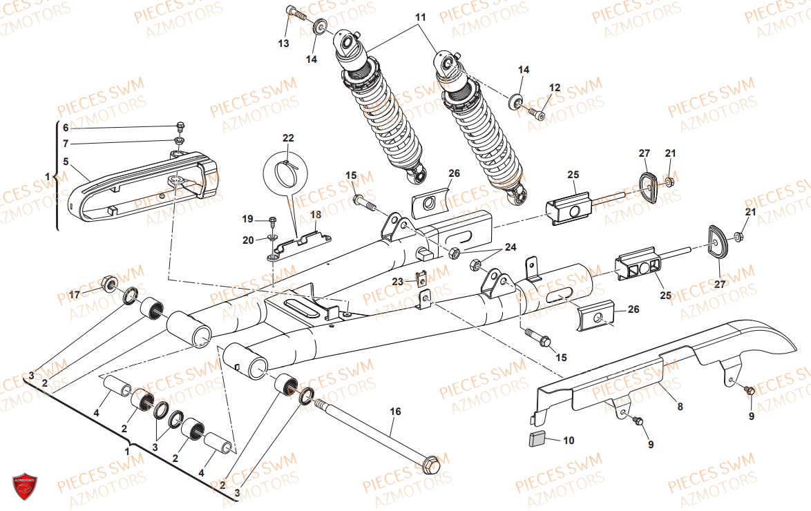 Bras Oscillant AZMOTORS Pieces SWM Origine SIX DAYS 440 2018
