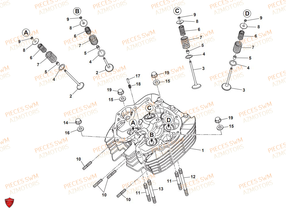Culasse AZMOTORS Pieces SWM Origine SIX DAYS 440 2018
