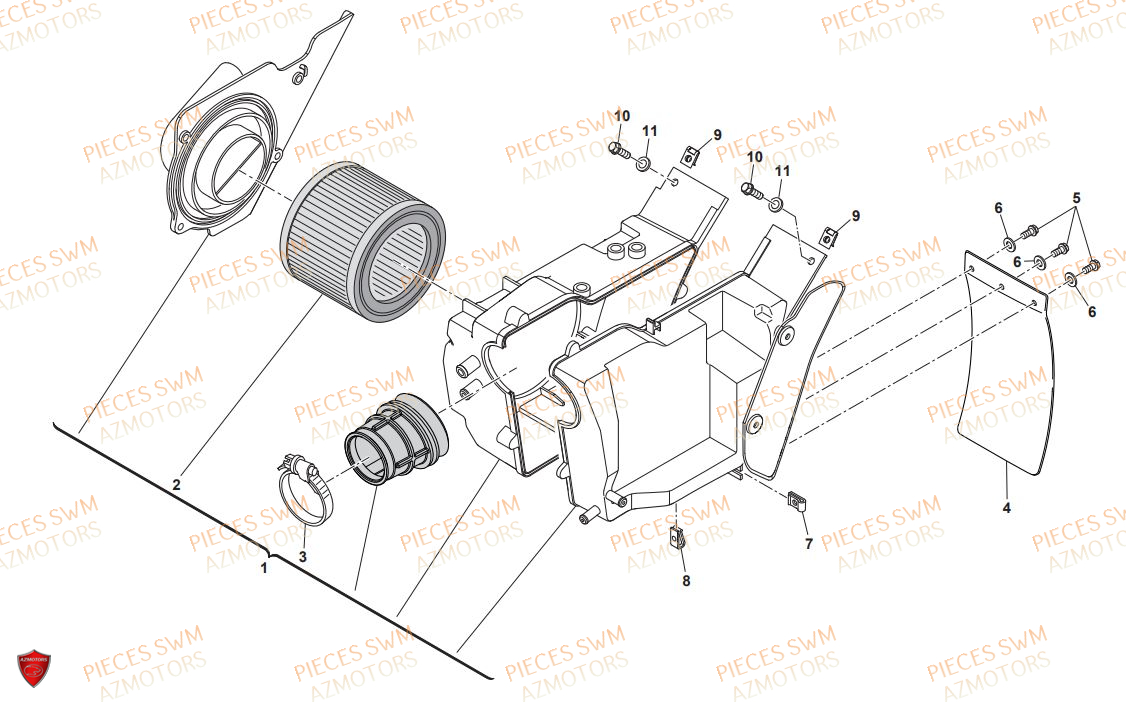 Filtre A Air AZMOTORS Pieces SWM Origine SIX DAYS 440 2018