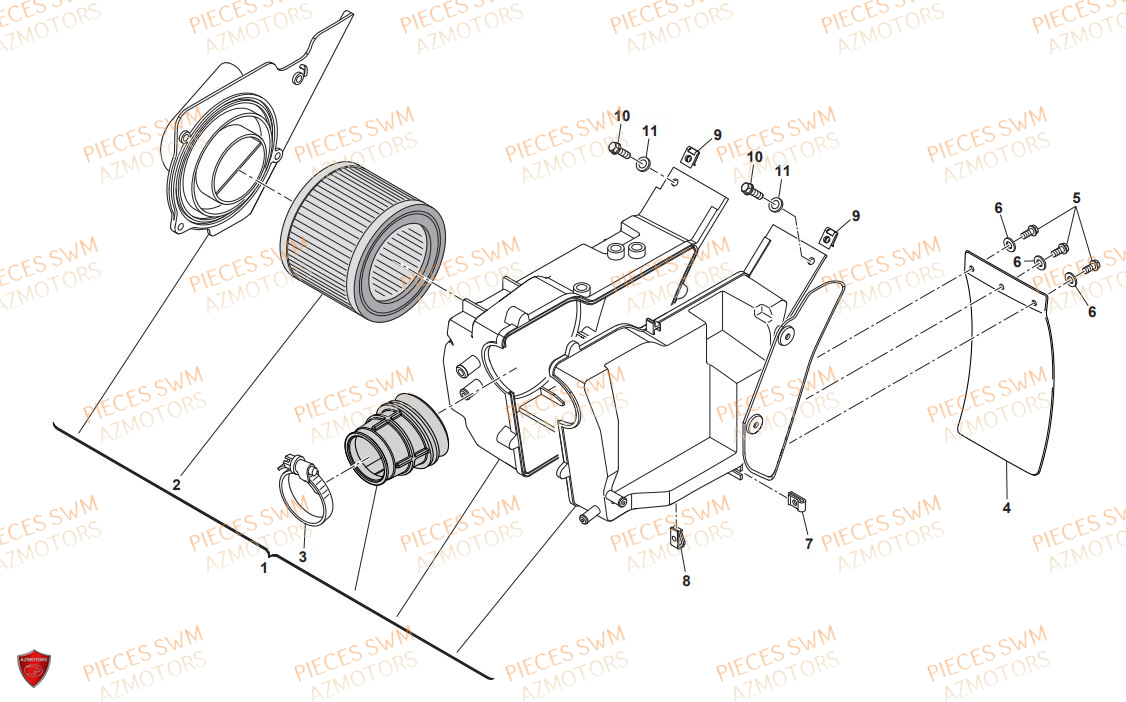 FILTRE_A_AIR AZMOTORS Pieces SWM Origine SIX DAYS 440 2018