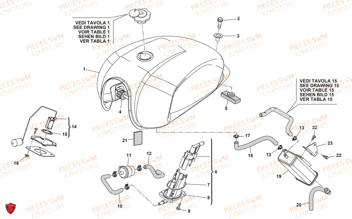 Reservoir AZMOTORS Pieces SWM Origine SIX DAYS 440 2018