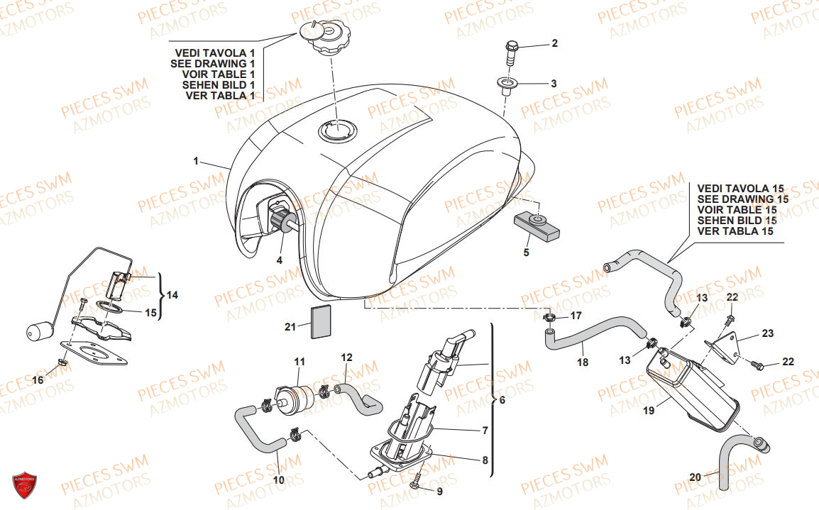 RESERVOIR AZMOTORS Pieces SWM Origine SIX DAYS 440 2018