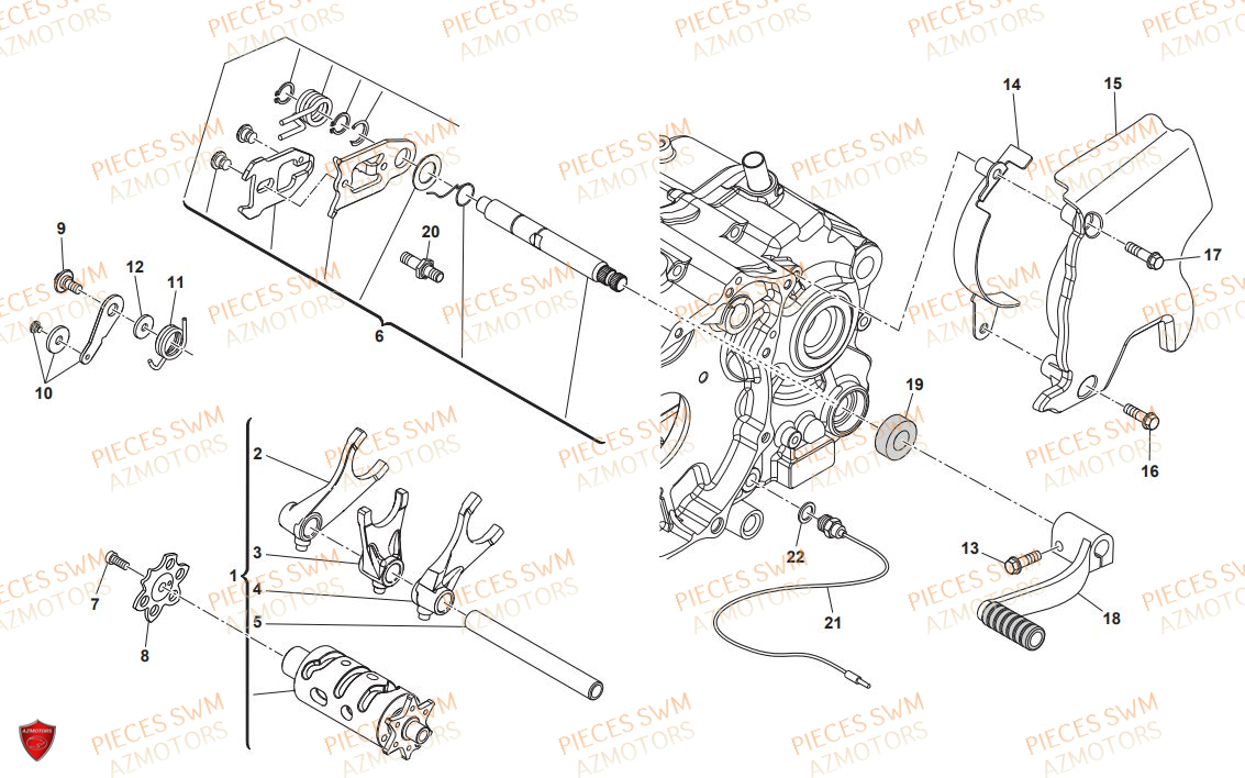 Selecteur De Vitesses AZMOTORS Pieces SWM Origine SIX DAYS 440 2018