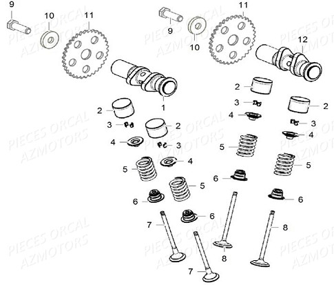 Arbres A Cames ORCAL Pièces Orcal SK01 125cc Euro4
