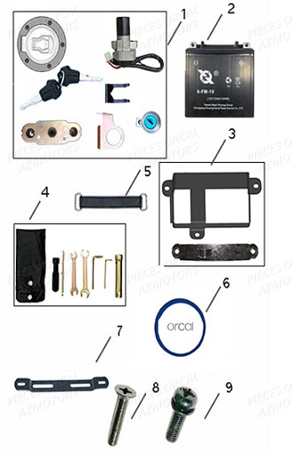 Batterie Serrures ORCAL Pièces Orcal SK01 125cc Euro4