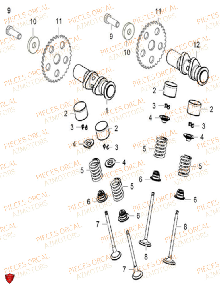 Arbres A Cames Et Soupapes ORCAL Pièces Orcal SK01 125cc Euro5