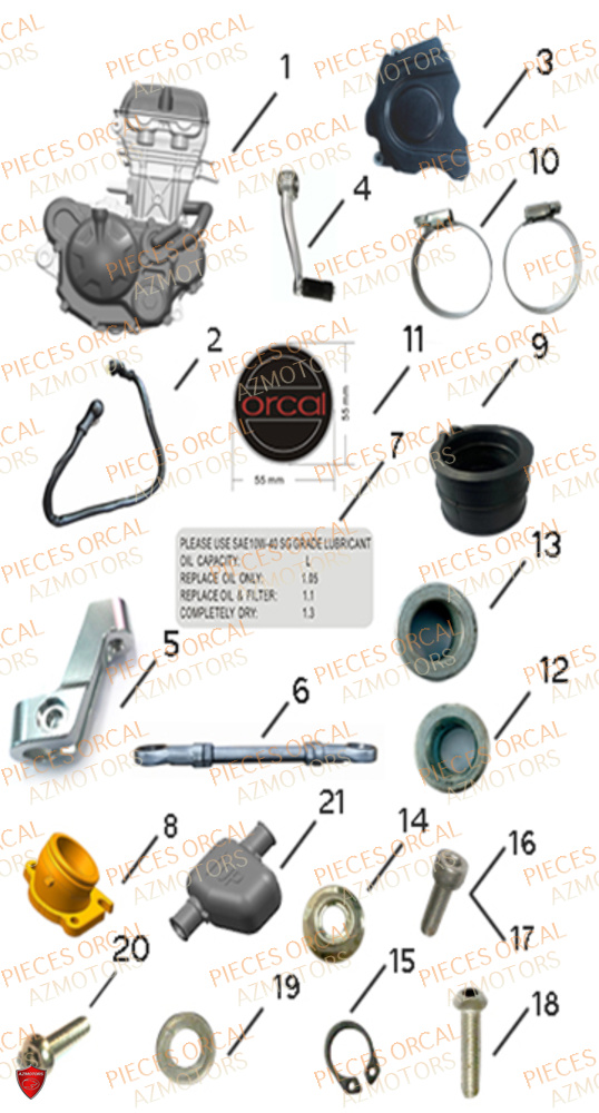 Moteur ORCAL Pièces Orcal SK01 125cc Euro5