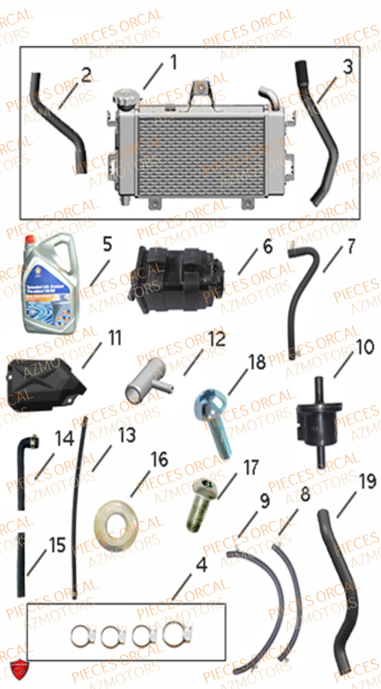Refroidissement ORCAL Pièces Orcal SK01 125cc Euro5