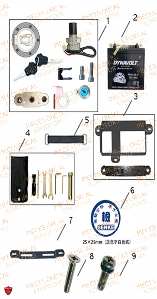 Serrures Batterie ORCAL Pièces Orcal SK01 125cc Euro5
