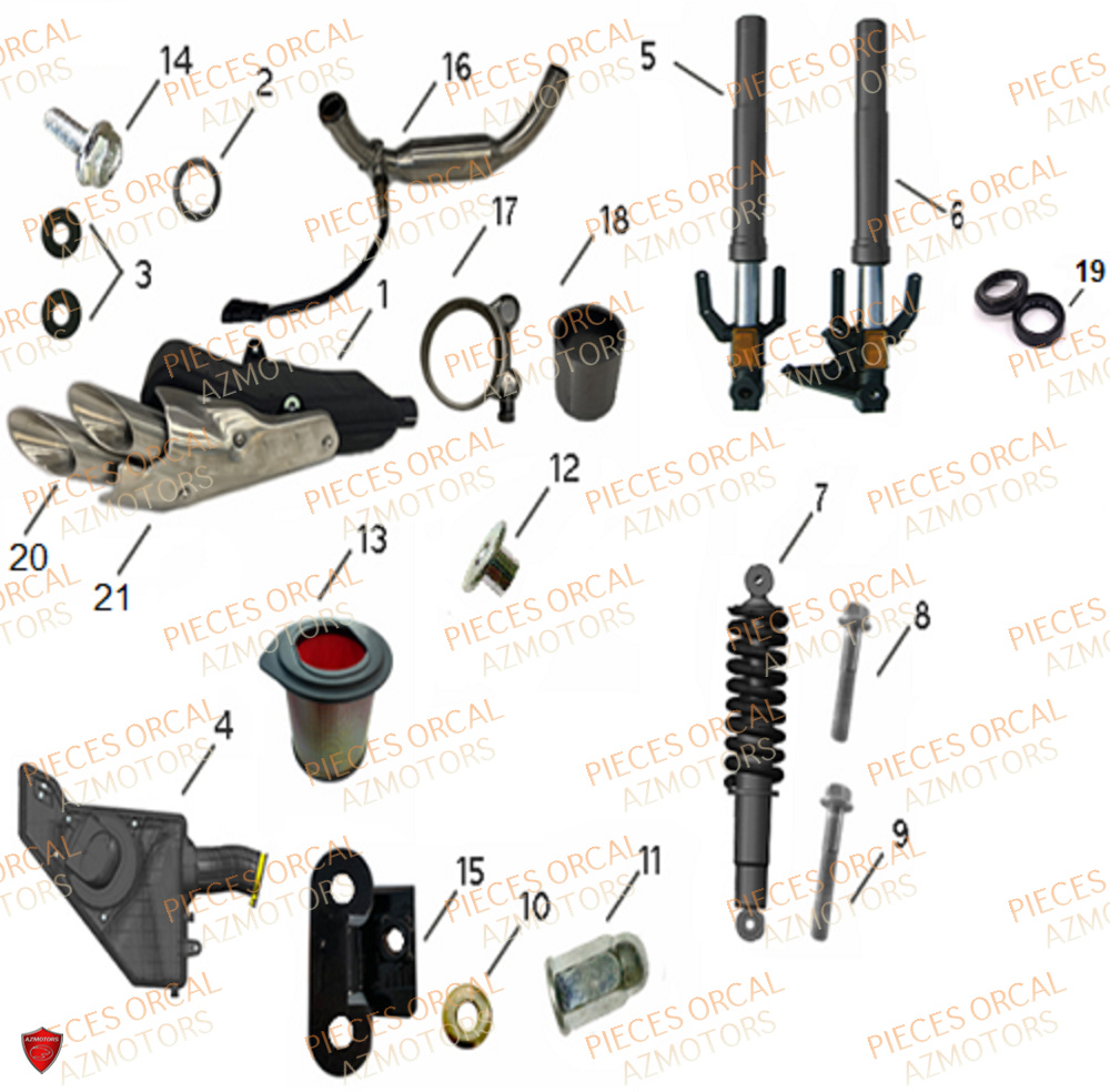 Silencieux Fourche ORCAL Pièces Orcal SK01 125cc Euro5