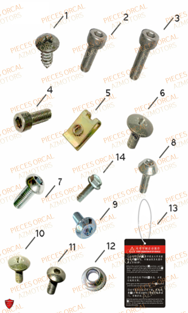 Visserie ORCAL Pièces Orcal SK01 125cc Euro5