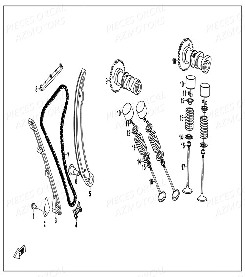Arbre A Cames ORCAL Pièces Orcal SK03 300cc EURO4