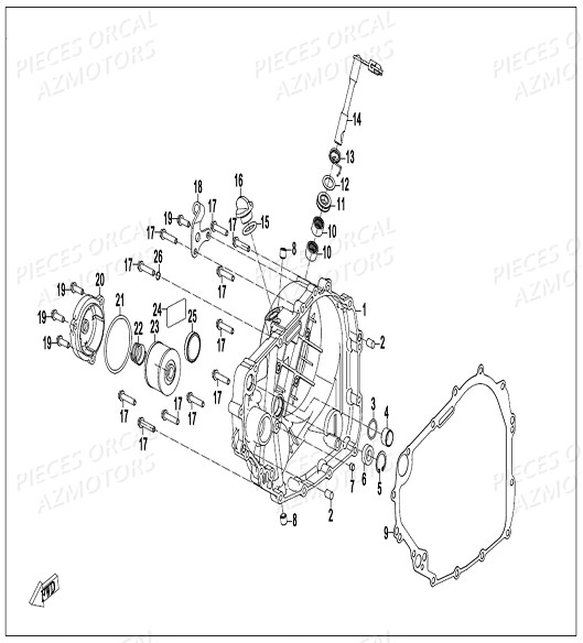 Couvre Carter Droit ORCAL Pièces Orcal SK03 300cc EURO4