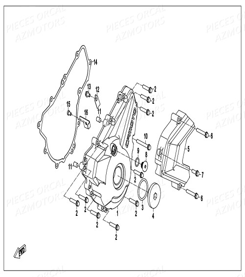 Couvre Carter Gauche ORCAL Pièces Orcal SK03 300cc EURO4
