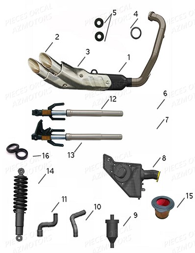Filtre A Air Silencieux Fourches ORCAL Pièces Orcal SK03 300cc EURO4