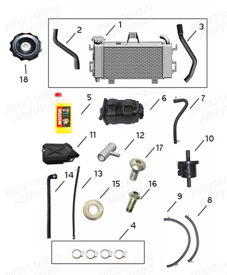 Refroidissement Canister ORCAL Pièces Orcal SK03 300cc EURO4