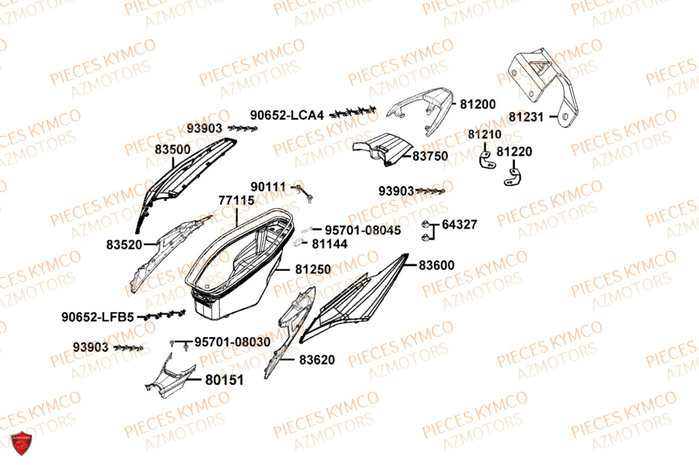 Carenage Arriere KYMCO Pièces SKYTOWN 50I EURO5+ (TH10AB)