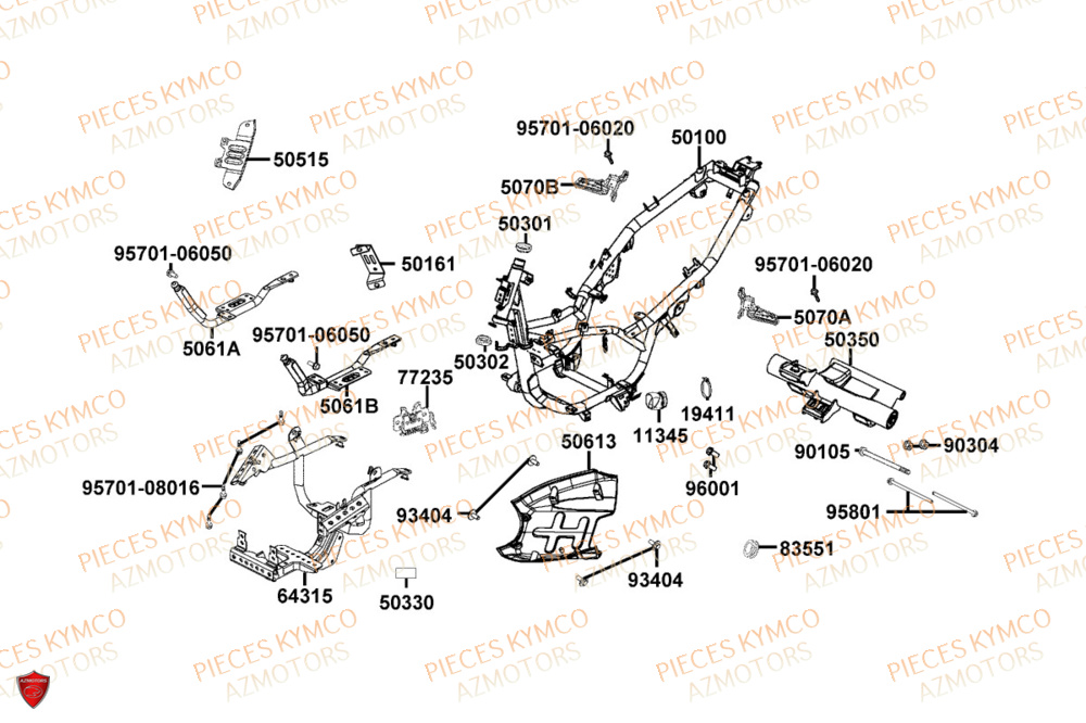 Chassis KYMCO Pièces SKYTOWN 50I EURO5+ (TH10AB)