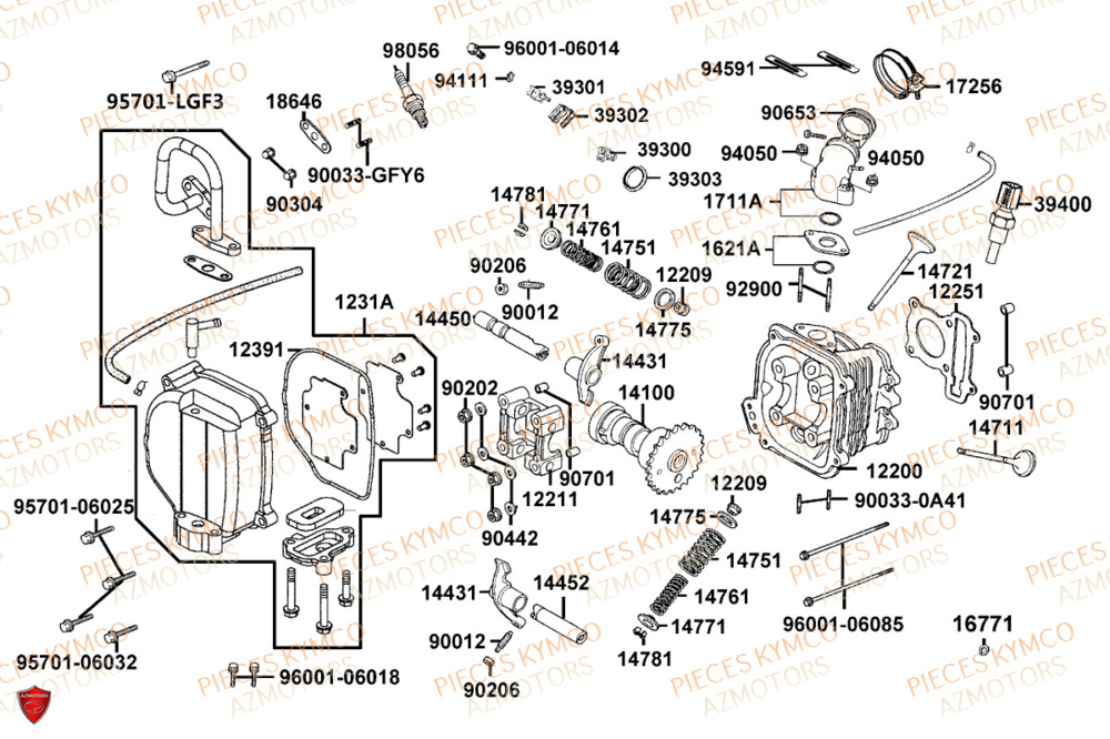 Culasse KYMCO Pièces SKYTOWN 50I EURO5+ (TH10AB)