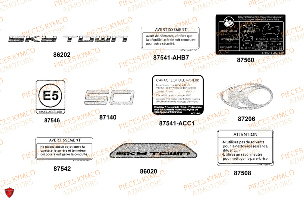 Decors KYMCO Pièces SKYTOWN 50I EURO5+ (TH10AB)