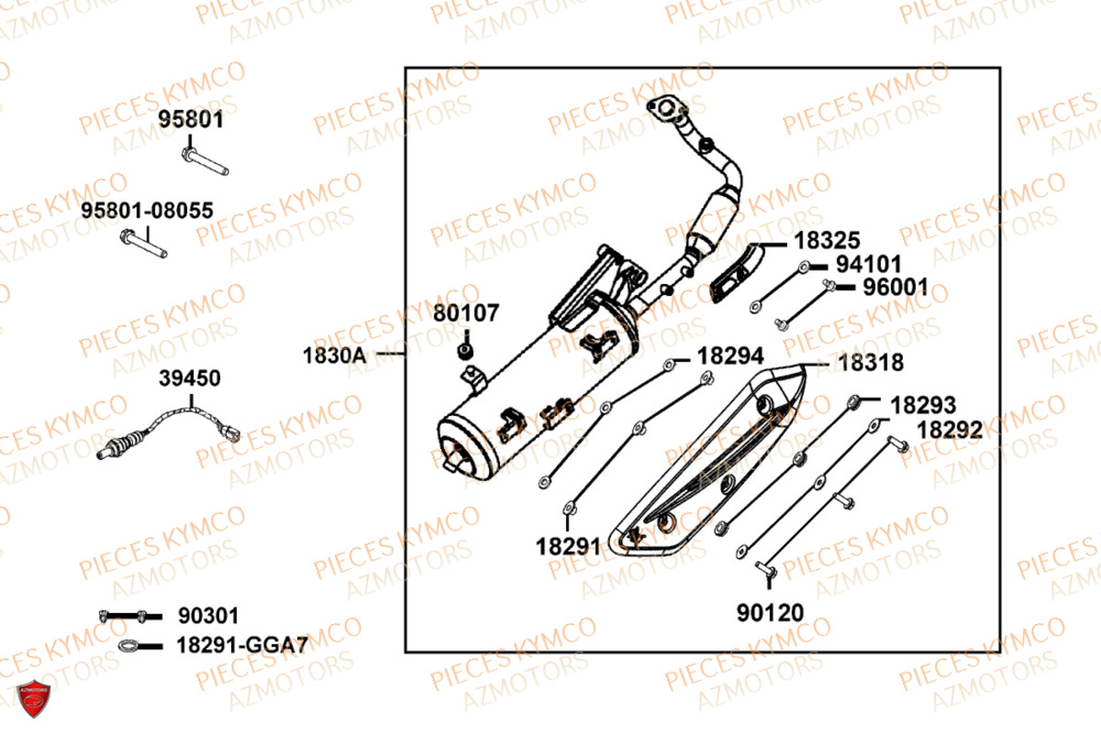 Echappement KYMCO Pièces SKYTOWN 50I EURO5+ (TH10AB)