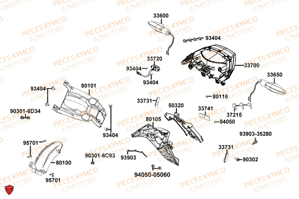 Feu Arriere KYMCO Pièces SKYTOWN 50I EURO5+ (TH10AB)
