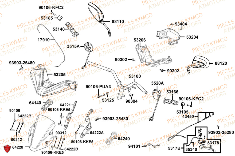 Guidon KYMCO Pièces SKYTOWN 50I EURO5+ (TH10AB)