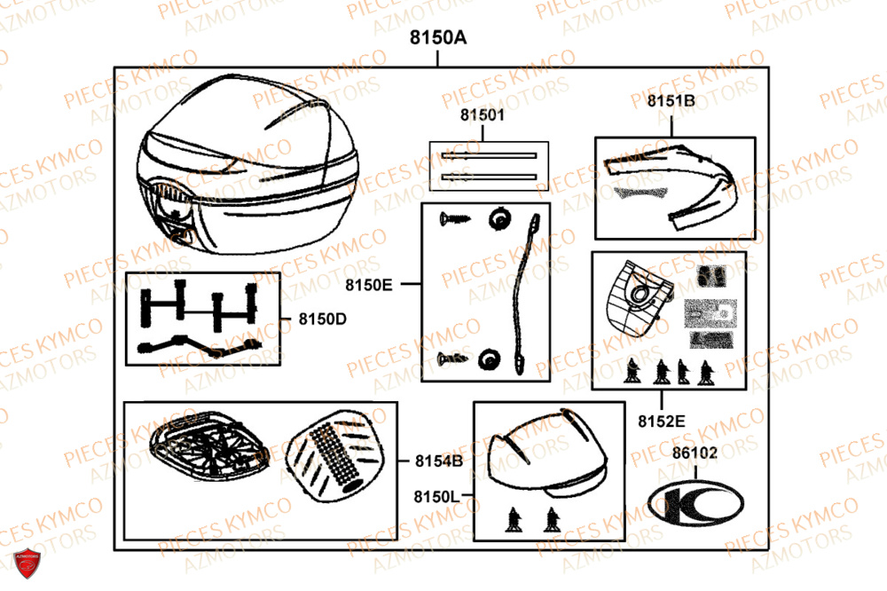 Top Case KYMCO Pièces SKYTOWN 50I EURO5+ (TH10AB)