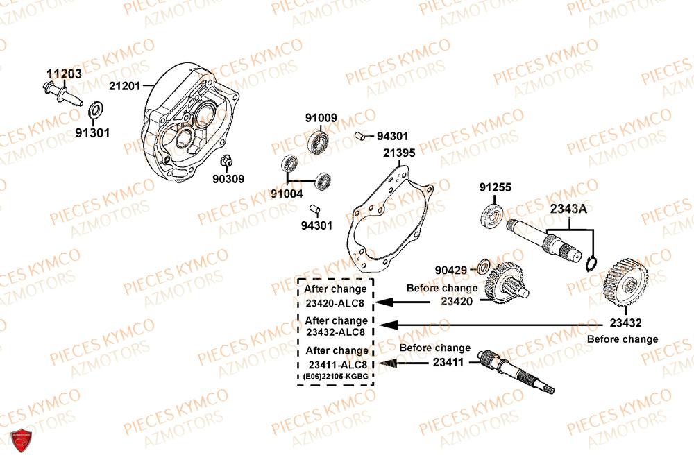 Transmission KYMCO Pièces SKYTOWN 50I EURO5+ (TH10AB)