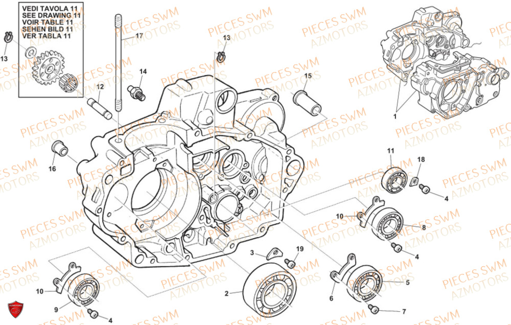 Carter Moteur SWM Pieces SWM Origine SM 500R EURO5 VaTM 2024
