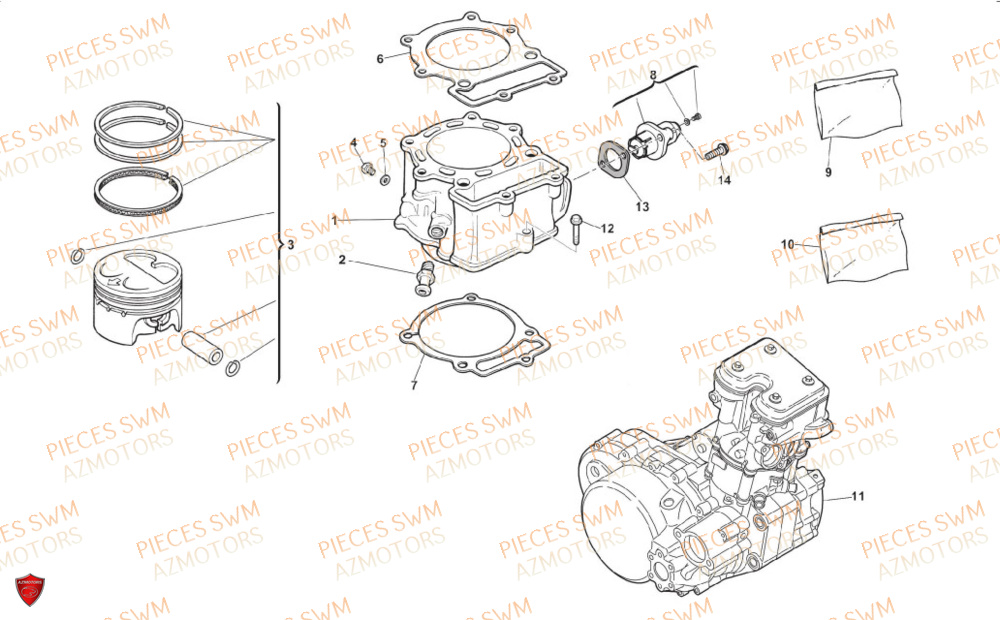 Cylindre SWM Pieces SWM Origine SM 500R EURO5 VaTM 2024
